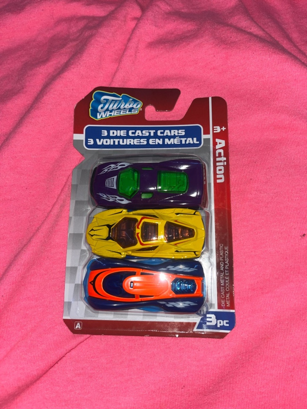Kids 3-Pack Die-Cast Toy Cars - Purple, Yellow, Orange